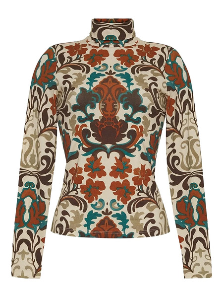  Cara Cara Piper Paisley-print Turtleneck Top - Neutrals 