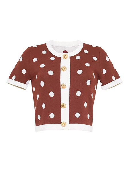 Cara Cara Polka-dot Buttoned Cardigan - Brown 