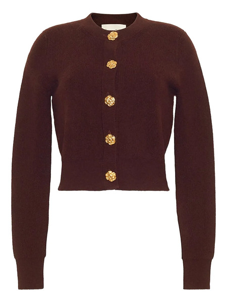  Cara Cara Rose-gold Button Cardigan - Brown 