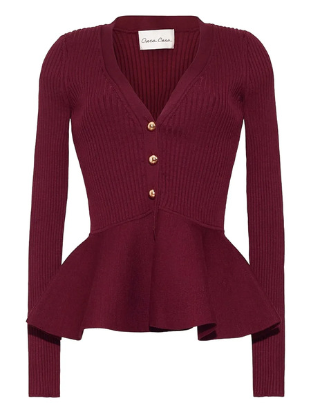  Cara Cara Viva Ribbed Buttoned Top - Red 
