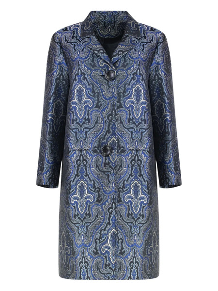  Carlotta Canepa Patterned-jacquard Single-breasted Coat - Blue 