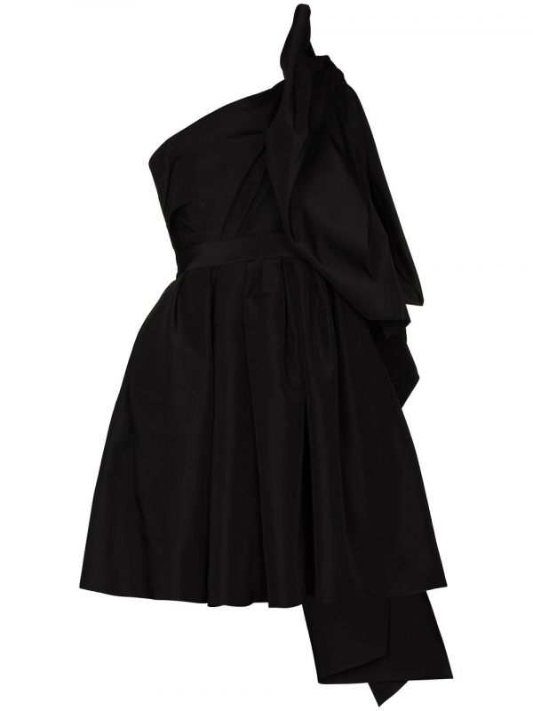  Carolina Herrera One Shoulder Bow Detail Mini Dress - Black 