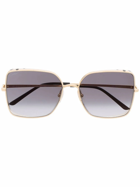  Cartier Eyewear Panther-pattern Sunglasses - Gold 