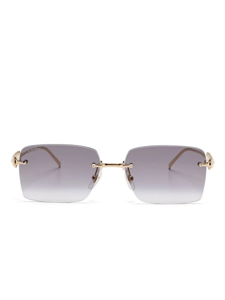  Cartier Eyewear Rectangle-frame Sunglasses - Gold 