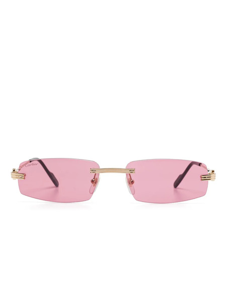  Cartier Eyewear Rectangle-frame Sunglasses - Gold 