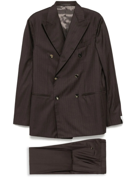  Caruso Double-breasted Suit - Brown 