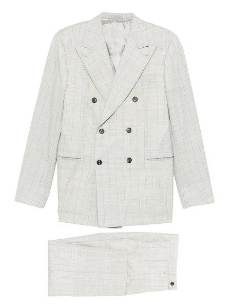  Caruso Norma Double-breasted Check-pattern Suit - Grey 