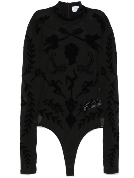  Casablanca Devoré-effect Bodysuit - Black 