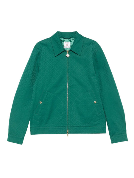  Casablanca Monogram-jacquard Zip-front Overshirt - Green 