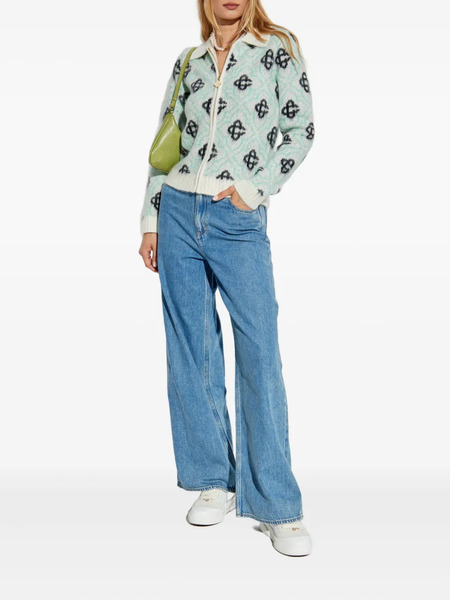  Casablanca Monogram-pattern Zip-up Cardigan - Green 