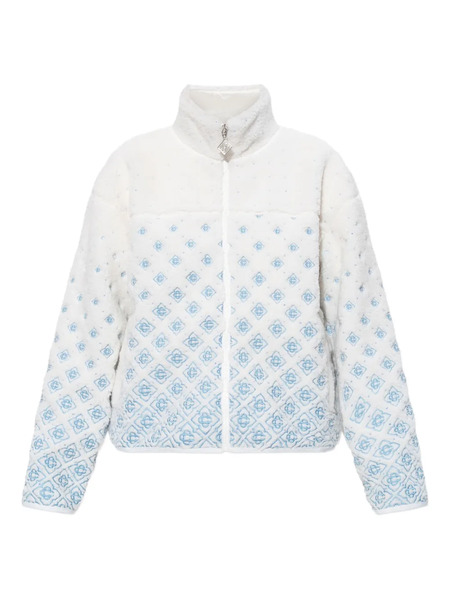  Casablanca Monogram Zip-up Fleece Jacket - White 