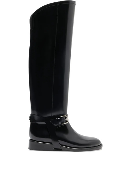  Casadei Leather Knee-high Boots - Black 