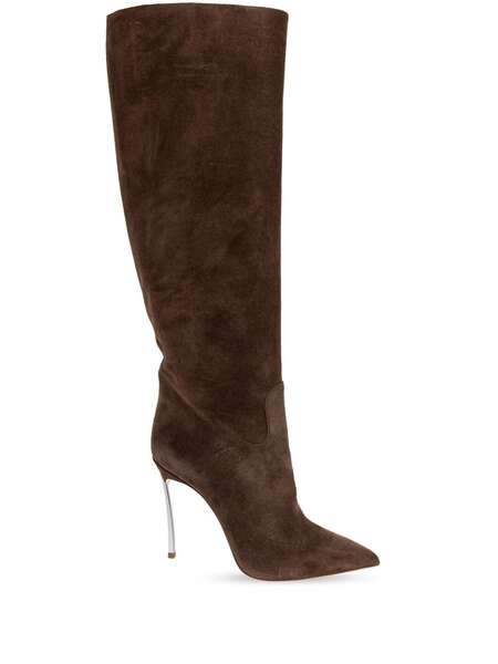  Casadei 100mm Blade Suede Boots - Brown 