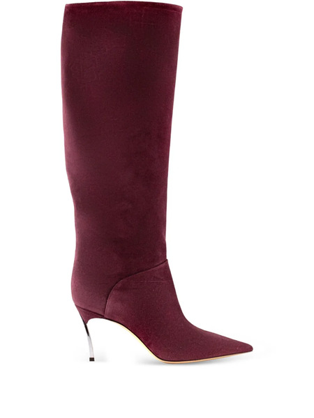  Casadei 80mm Pointed-toe Suede Boots - Red 