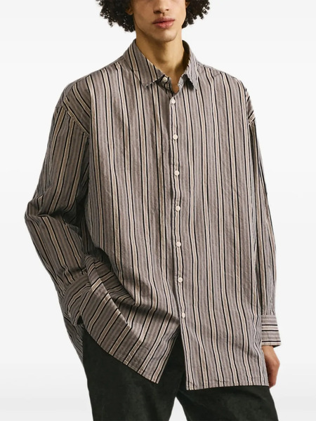  Casey Casey Hamnet Striped Buttoned Shirt - Brown 