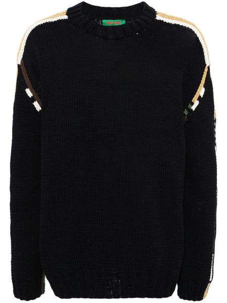  Casey Casey Pattern-detail Cotton-wool Jumper - Blue 