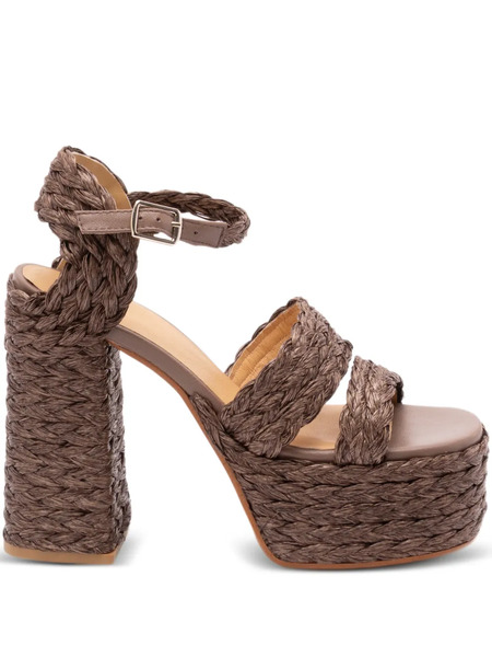  Castañer Platform Raffia Espadrilles - Brown 