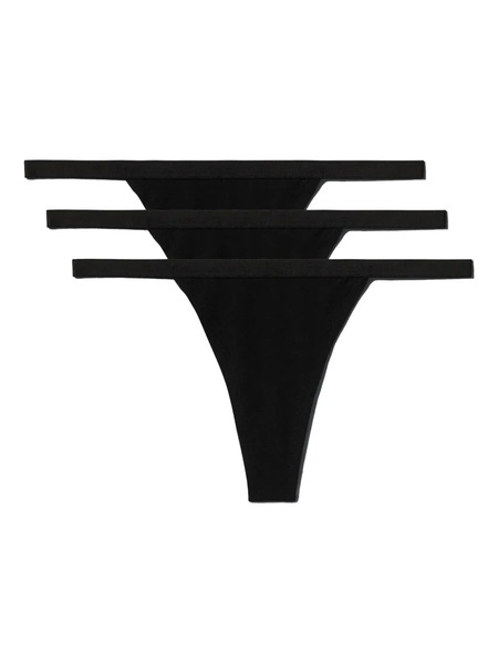  Cdlp Elasticated-waistband Thong (pack Of Three) - Black 