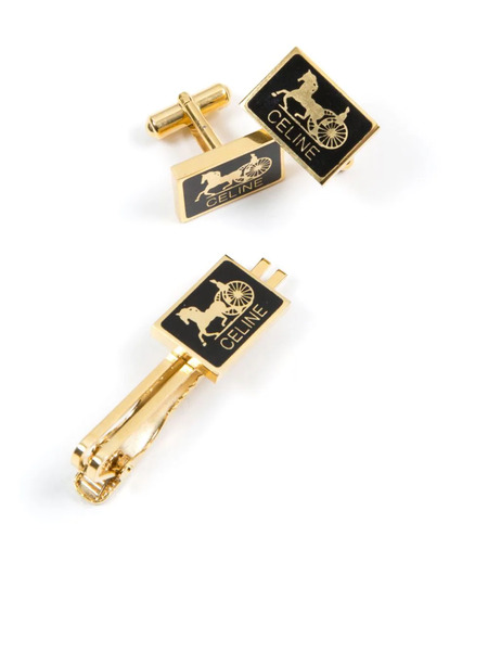  Celine Pre-owned 1980s Horsebit Tie Clip And Cufflinks Set - Black 