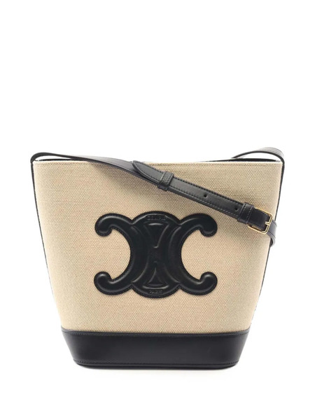  Celine Pre-owned 2021-2025 Small Canvas Cuir Triomphe Bucket Bag - Brown 