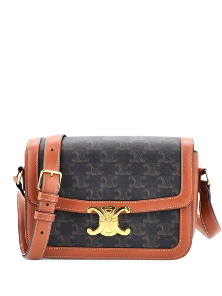  Celine Pre-owned Triomphe Triomphe Coated Canvas Medium Shoulder Bag - Brown 