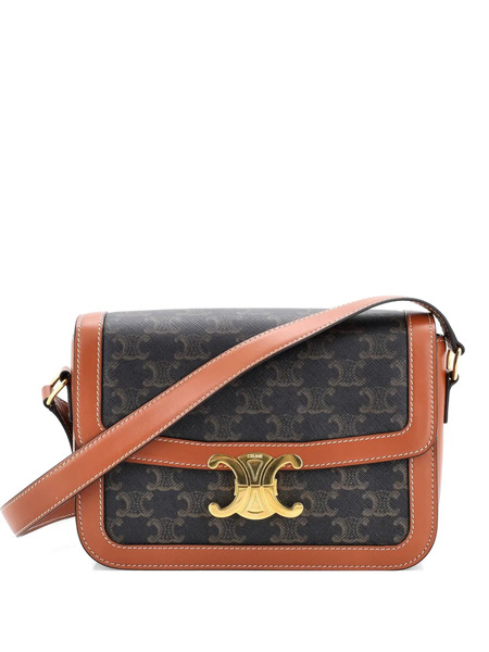  Celine Pre-owned Triomphe Triomphe Coated Canvas Medium Shoulder Bag - Brown 