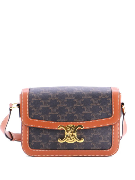  Celine Pre-owned Triomphe Triomphe Coated Canvas Medium Shoulder Bag - Brown 