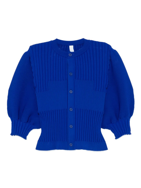  Cfcl Fluted Ribbed Puff-sleeve Cardigan - Blue 