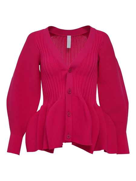  Cfcl Puff-sleeve Peplum Cardigan - Pink 