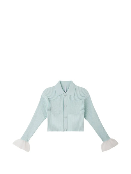  Cfcl Ribbed Ruffle-trim Cardigan - Blue 
