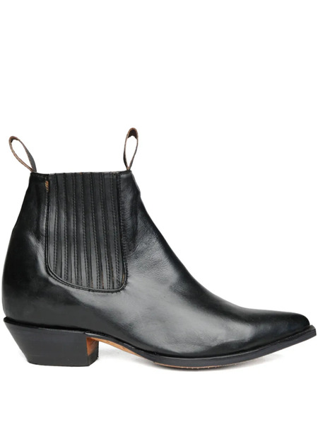  Chamula Botin Vaquero Pointed-toe Ankle Boots - Black 