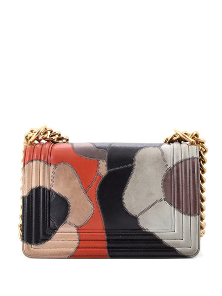  Chanel Pre-owned Boy Flap Bag Camellia Lambskin And Suede Patchwork Small Shoulder Bag - Multicolour 