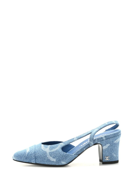  Chanel Pre-owned Cc Denim Slingback Pumps - Blue 