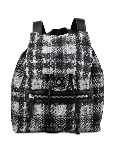  Chanel Pre-owned 2013-2014 Cc Nylon Tweed Printed Backpack - Black 