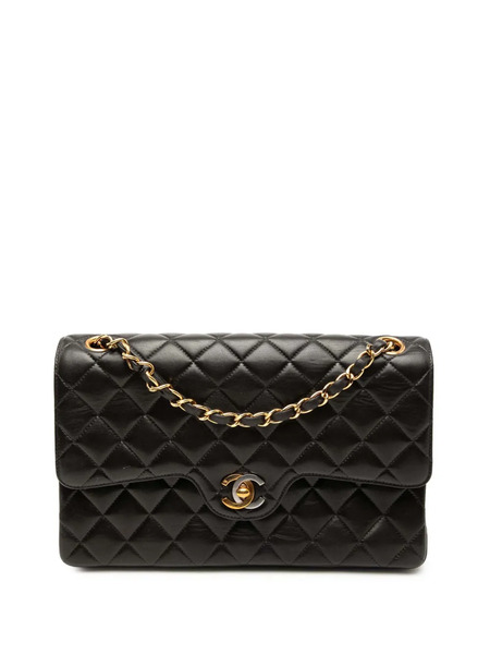  Chanel Pre-owned 1994-1996 Medium Quilted Lambskin Gold And Silver Combo Cc Double Flap Shoulder Bag - Black 