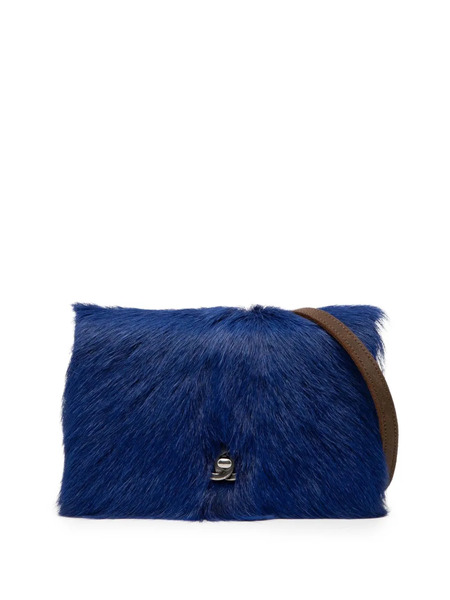  Chanel Pre-owned 2013-2014 Paris Edinburgh Fur And Distressed Leather Wallet On Chain Crossbody Bag - Blue 