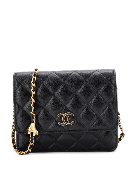  Chanel Pre-owned Roller Skate And Star Charms Wallet On Chain Quilted Caviar With Crystals And Enamel Mini Crossbody Bag - Black 