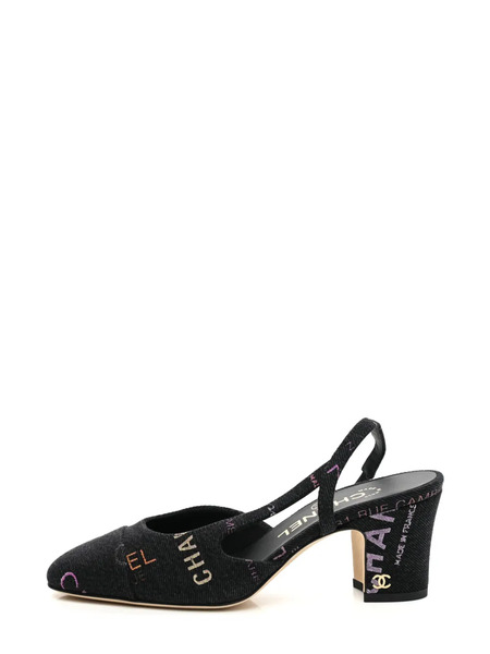  Chanel Pre-owned Slingback Denim Pumps - Black 