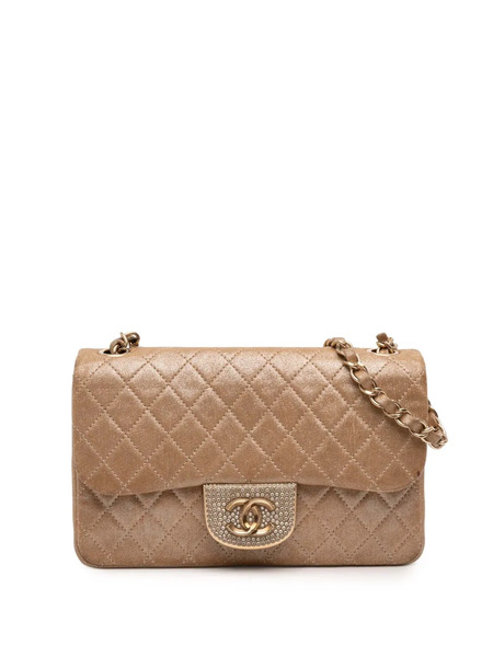  Chanel Pre-owned 2014-2015 Small Quilted Iridescent Lambskin Pearl Cc Crystal Flap Crossbody Bag - Gold 
