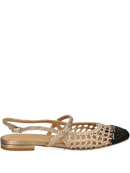  Chantal Woven-effect Slingback Flat Pumps - Neutrals 