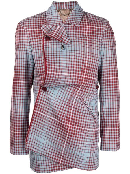  Charles Jeffrey Loverboy Checked Single-breasted Jacket - Blue 