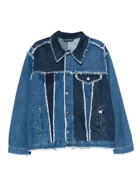  Charles Jeffrey Loverboy Frayed Patchwork Denim Jacket - Blue 