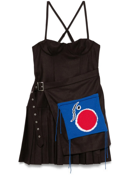  Charles Jeffrey Loverboy Knitted-patch Mini Dress - Brown 