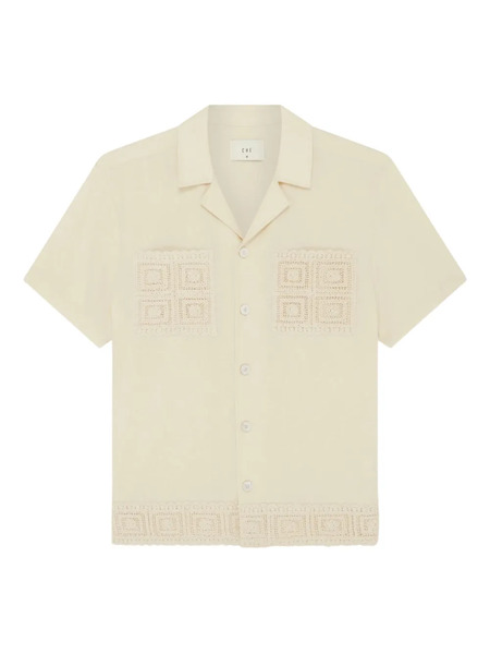  Ché Indigo Crochet-panel Short-sleeve Shirt - Neutrals 