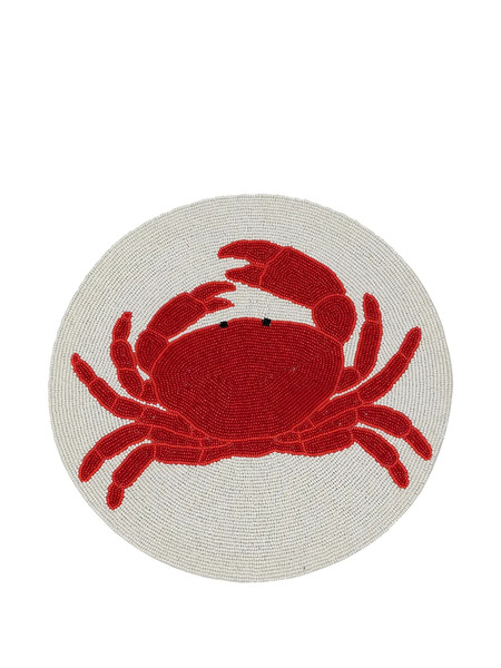  Chehoma Crab-motif Beaded Placemat (set Of Two) - Neutrals 