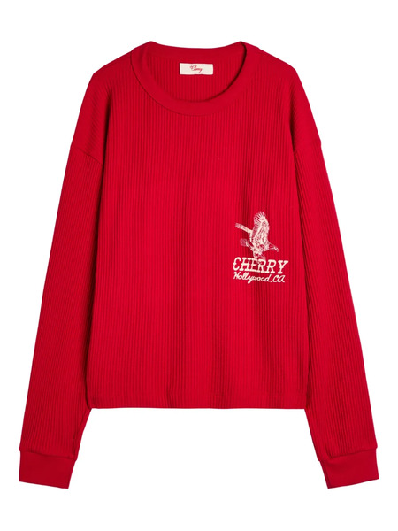  Cherry La Embroidered Long-sleeved T-shirt 