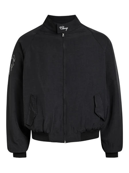  Cherry La Graphic-embroidered Zip Bomber Jacket - Black 