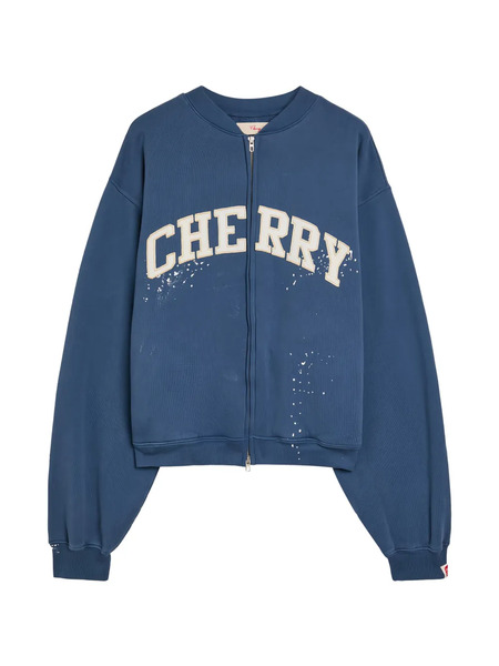  Cherry La Zip-up Embroidered Sweatshirt - Blue 