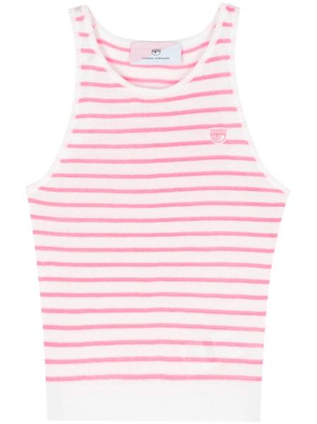  Chiara Ferragni Eyelike-patch Striped Sleeveless Top - Pink 