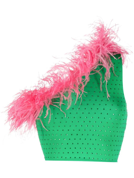  Chiara Ferragni Feather-trim Cropped Top - Green 